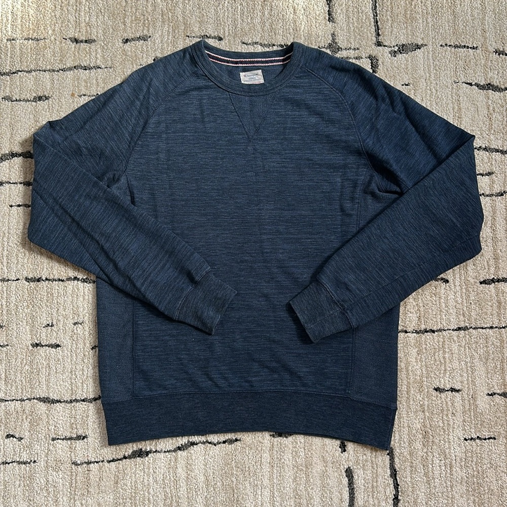 Champion Paneled Raglan-Sleeve Sweatshirt in Navy, Size M